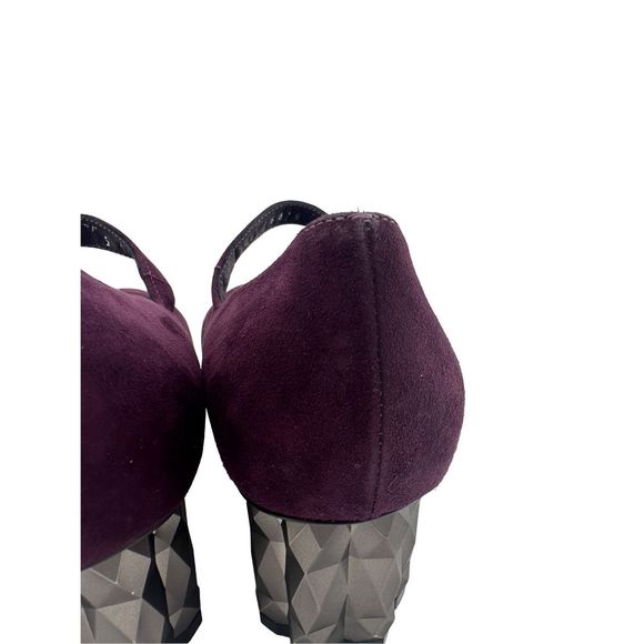 Salvatore Ferragamo Ortensia Suede Mary Jane Purple Silver Geometric Heel Sz 5C‎ - Picture 11 of 11